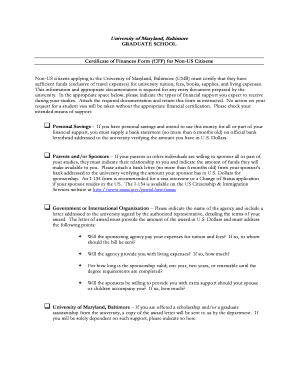 Certificate of Finances Form for Non-US Citizens