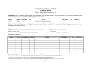 University of Maryland Course Registration Request Form