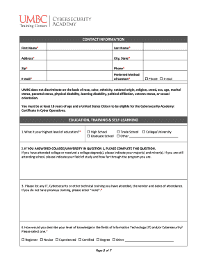 Certificate in Cyber Operations Pre-Application Form - UMBC - umbc