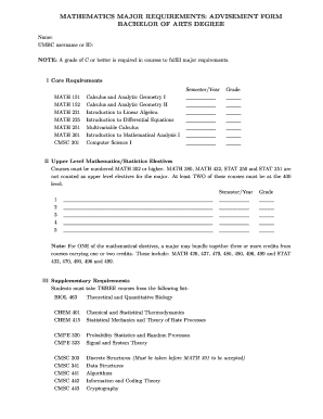 Advisement form - Department of Mathematics and Statistics, UMBC - math umbc