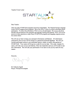 Cover Letter and Consent Form - STARTALK - University of Maryland