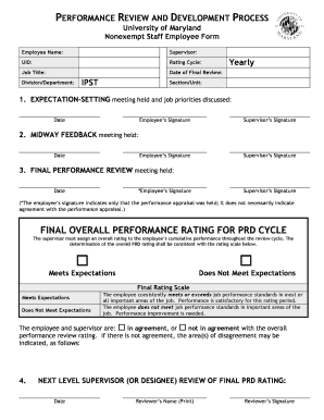 University of Maryland Nonexempt Staff Performance Review Form