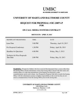 fillable online umbc rfp bc 20871 p umbc umbc fax email print umbc application deadline