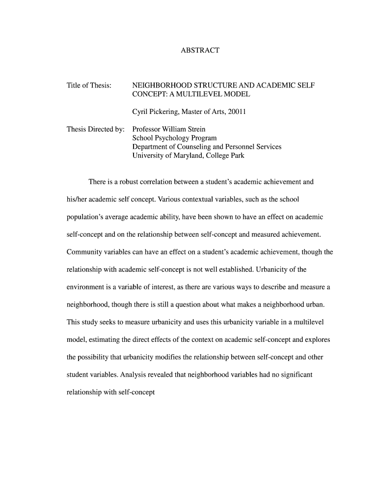 NEIGHBORHOOD STRUCTURE AND ACADEMIC SELF CONCEPT Preview on Page 1