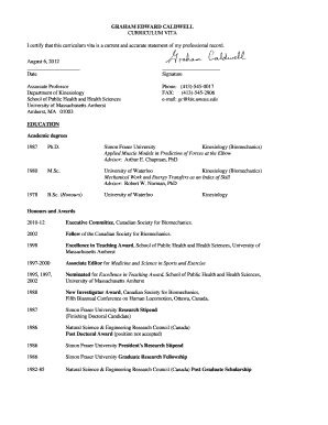 Graham Caldwell Curriculum Vitae - University of Massachusetts ... - umass