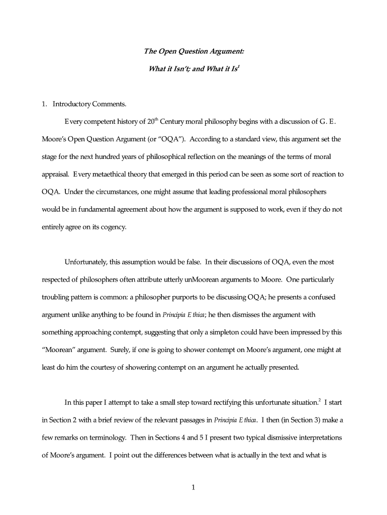 The Open Question Argument: What it Isn't Preview on Page 1
