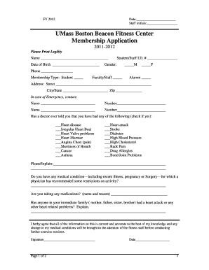 UMass Boston Beacon Fitness Center Membership Application