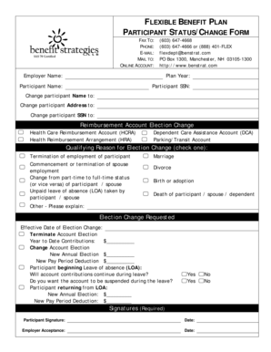 Flexible Benefit Plan Participant Status Change Form