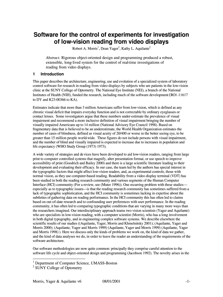 Software for the control of experiments for investigation Preview on Page 1