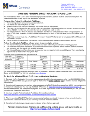 2009-2010 Federal Direct Graduate PLUS Loan Application