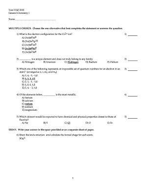 Electronic configuration of all elements pdf - Test 3 Fall 2011 General Chemistry I ... - alpha chem umb