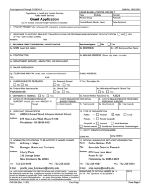 Grant Application Form PHS 398