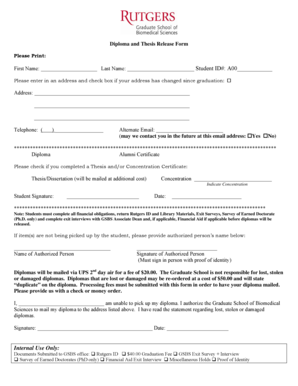 Diploma and Thesis Release Form