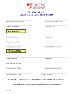 Financial Aid Change of Address Form