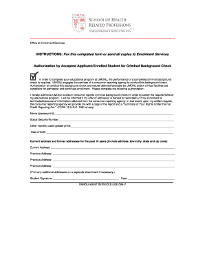 Authorization for Criminal Background Check