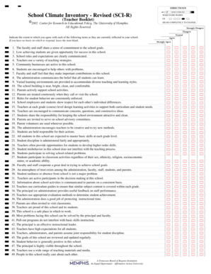 School Climate Inventory - Revised (SCI-R) Teacher Booklet