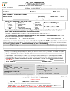 Application for Readmission to Undergraduate Enrollment