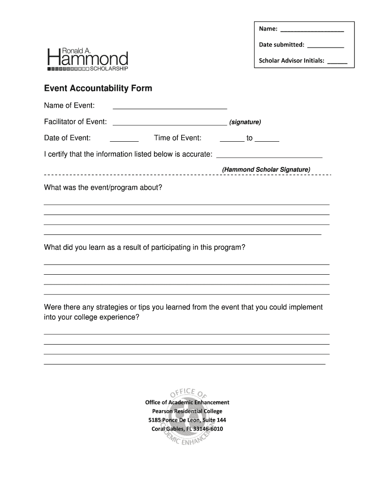 Event Accountability Form - www6 miami Preview on Page 1