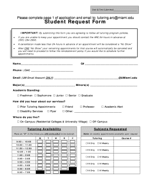 Student Request Form