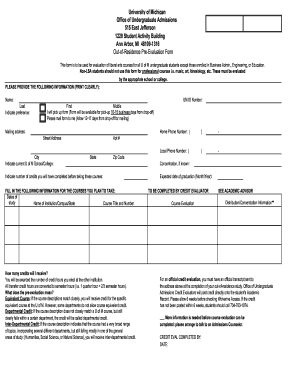 Out-of-Residence Pre-Evaluation Form