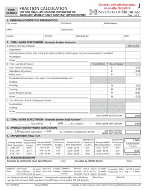 Fillable Online hr umich GSI/GSSA Fraction Calculation Form - hr umich ...