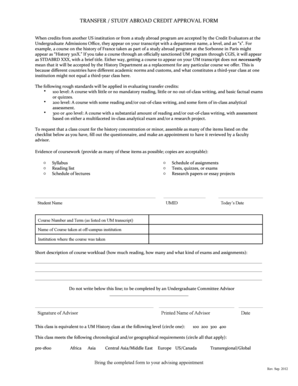 Study Abroad Credit Approval Form