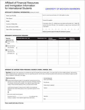 Affidavit of Financial Resources for International Students