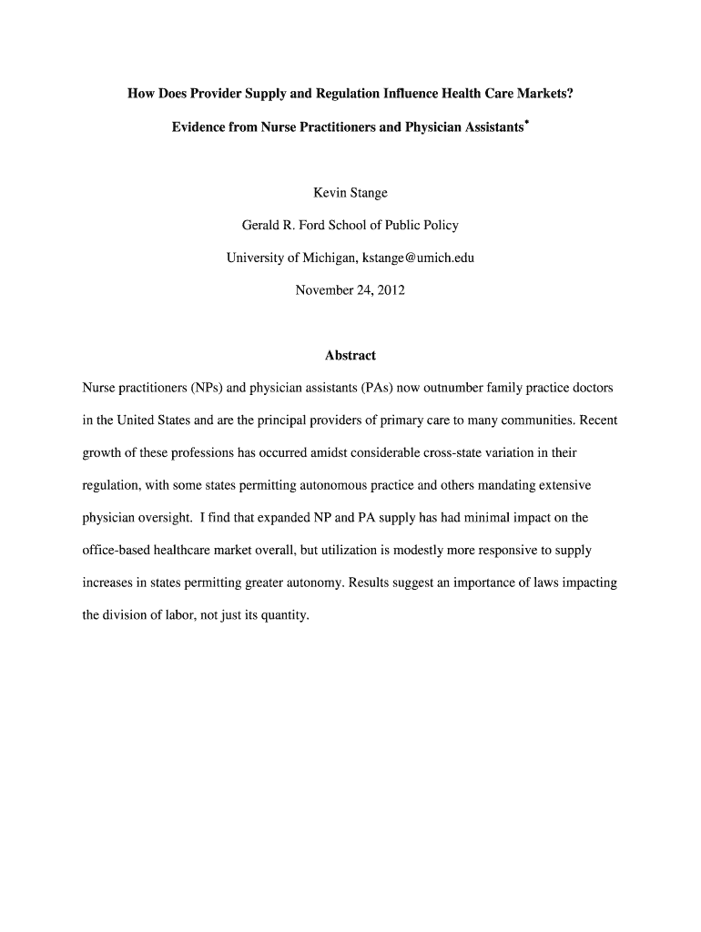 How Does Provider Supply and Regulation Influence Health Care Markets Preview on Page 1