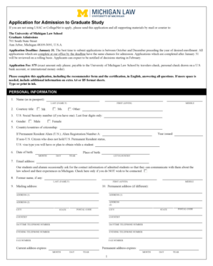 University of Michigan Law School Graduate Admission Application