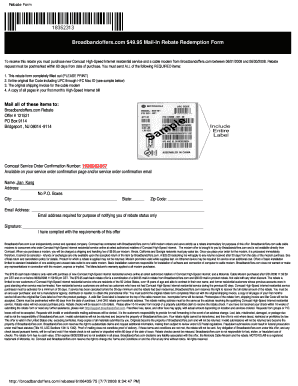 Broadbandoffers.com Mail-In Rebate Redemption Form