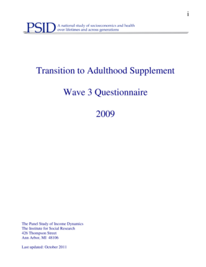 Transition to Adulthood Study Questionnaire