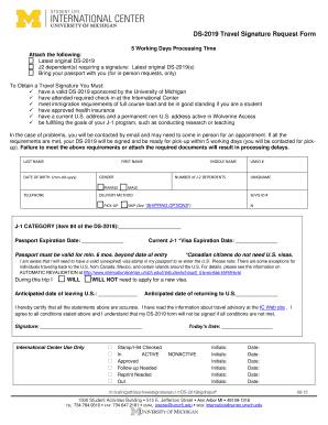 DS-2019 Travel Signature Request Form