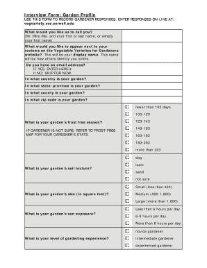 Garden Profile Interview Form