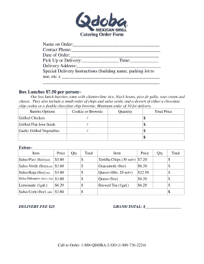 Catering Order Form