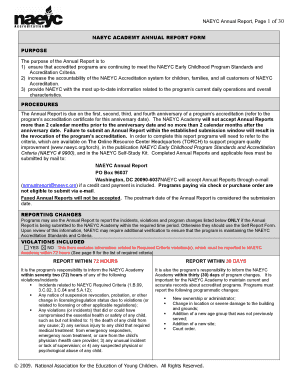 NAEYC Annual Report Form