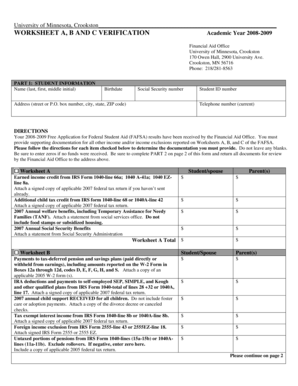 University of Minnesota Financial Aid Verification Form