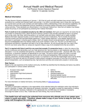 Medical sheet pdf - Annual Health and Medical Record - Boy Scout Camps - tc umn
