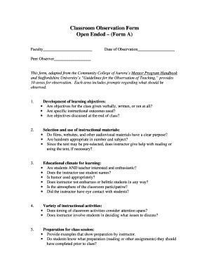 Classroom behavior observation form fillable