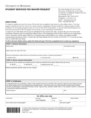 Student Services Fee Waiver Request