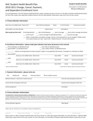 AHC Student Health Benefit Plan Enrollment Form