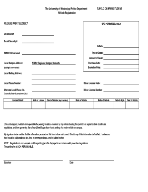 University of Mississippi Student Vehicle Registration