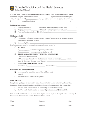 University of Missouri Donation Pledge Form