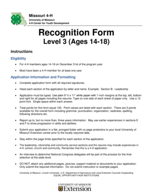 Missouri 4-H Recognition Form