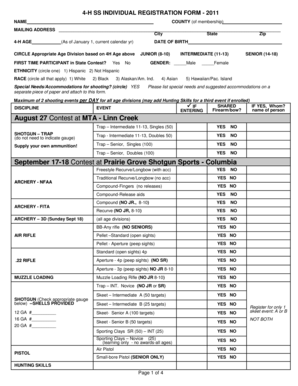 4-H Shooting Sports Contest Registration Form
