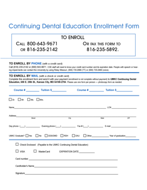Continuing Dental Education Enrollment Form
