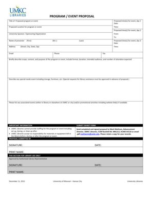 Event proposal example - UMKC-Libraries-Program-Event-Proposal-Form. Elective / Clerkship Course Description Form - library umkc