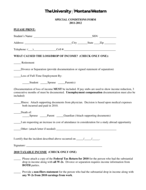 Special Conditions Form