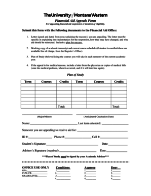 Financial Aid Appeals Form