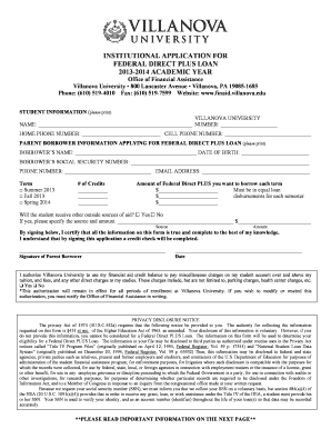 Institutional Application for Federal Direct PLUS Loan