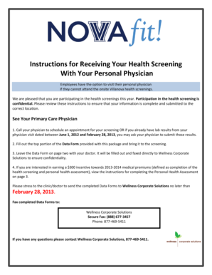 Health Screening Data Form